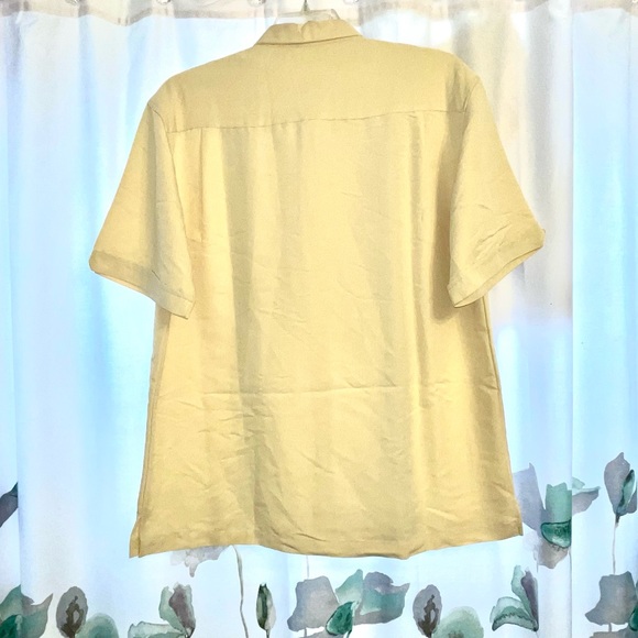 Cubavera Men's Sz L Button Front Short Sleeve Polyester Rayon Tan Shirt NWT - Picture 2 of 6